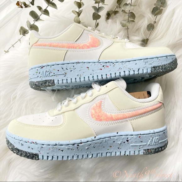 Nike Air Force 1 Crater Shoes Sneakers SAIL ORANGE COCONUT MILK VOLT - Picture 7 of 12